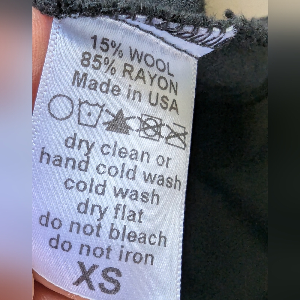Black Crane Wool Blend Box Pleated Maxi Dress XS | Drawstring Waist Oversized - Picture 10 of 12